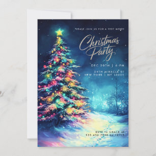 Invitación Pino de Navidad azul marino Árbol de Navidad color