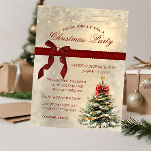 Invitación Pino de Navidad con Lazo Corporativo Fiesta de Nav