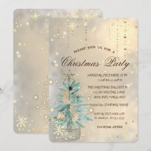 Invitación Pino de Navidad, Estrella, Copos de Nieve Navidad