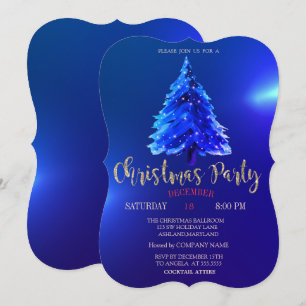 Invitación Pino de Navidad, Fiesta de la Empresa Azul de Navi