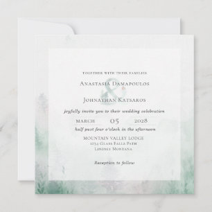 Invitación Pino Forestal Acuarela Rústica