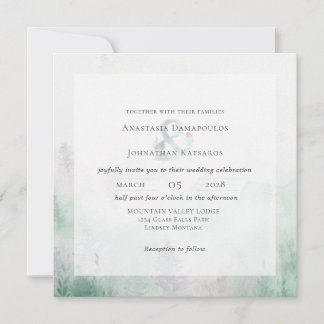 Invitación Pino Forestal Acuarela Rústica