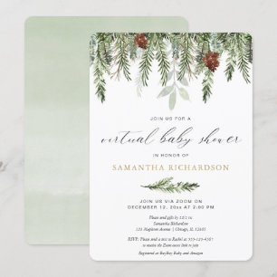 Invitación Pino neutro de género en Baby Shower virtual de in