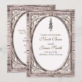 Invitación Pino Rústico y Madera Blanca Boda de Invierno