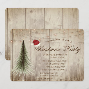 Invitación Pino, Textura de Madera Corporación de Navidad