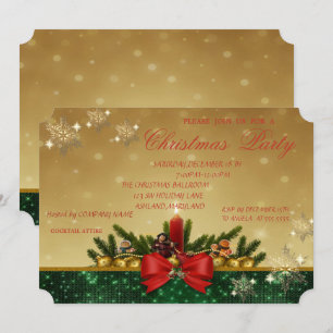 Invitación Pino, Vela Roja, Lazo, Fiesta de Navidad de la Emp