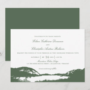 Invitación Pino Verde y Lago de Montaña   Boda