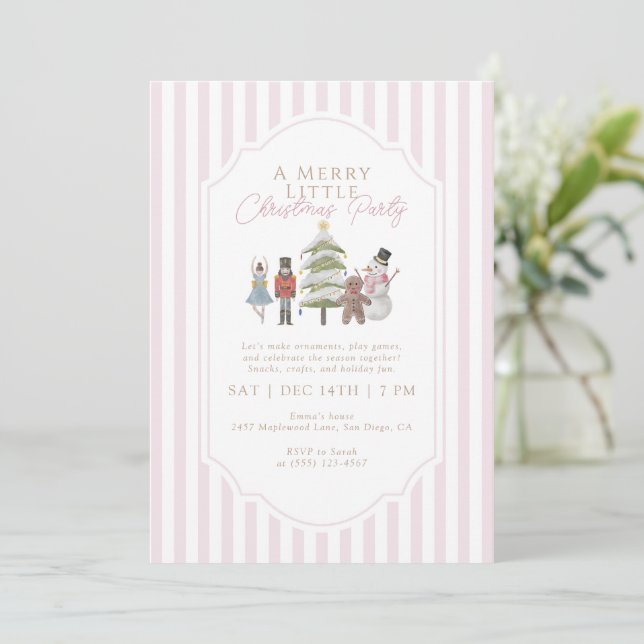 Invitación Piñonero Rosa Fiesta de Navidad (Anverso de pie)
