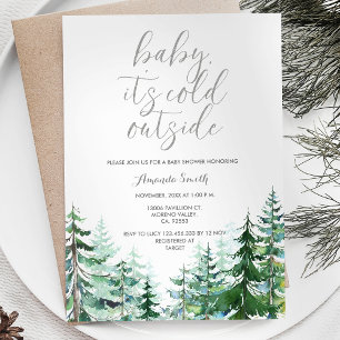 Invitación Pinos acuarelas fríos fuera de Baby Shower