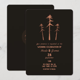 Invitación Pinos Altos de Bronce de Cobre Boda Rústica
