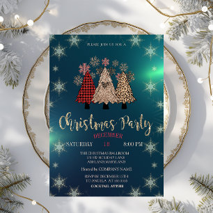 Invitación Pinos de Navidad geniales, fiesta de empresa verde