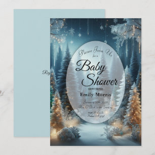 Invitación Pinos escarchados en Baby Shower brillante de invi