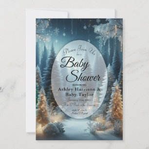 Invitación Pinos escarchados en Baby Shower brillante de invi