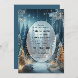 Invitación Pinos escarchados en Boda de brillo invernal