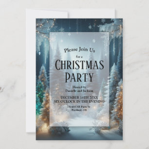 Invitación Pinos escarchados en Fiesta de Navidades relucient