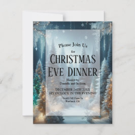 Invitación Pinos escarchados en invierno Navidades brillantes