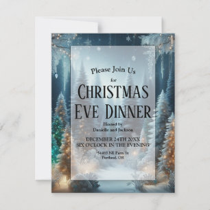 Invitación Pinos escarchados en invierno Navidades brillantes