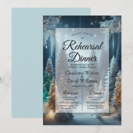 Invitación Pinos escarchados en la cena de ensayo de invierno
