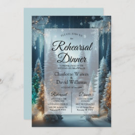 Invitación Pinos escarchados en la cena de ensayo de invierno