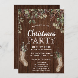 Invitación PINOS FROTISTAS | Fiesta de Navidades Rustic Wood 