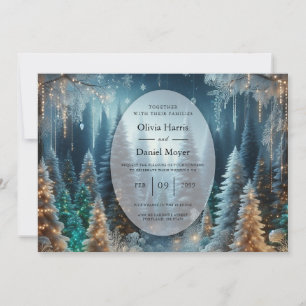 Invitación Pinos Helados en Resplandor Invernal de Boda
