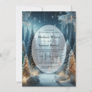 Invitación Pinos Helados en Resplandor Invernal de Boda