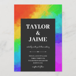 Invitación Pinta arcoiris Boda de Lesbianas Gays Modernas