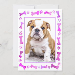 Invitación Pinta rosa imprime nueva ducha de cachorro de perr