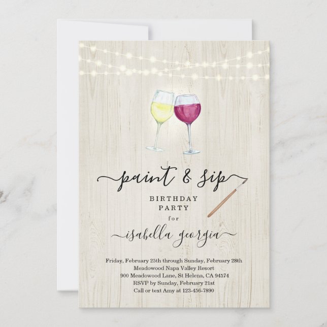 Invitación Pinta y bebe cumpleaños, despedida de soltera, duc (Anverso)