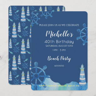 Invitación pintada a mano acuarela de la playa del