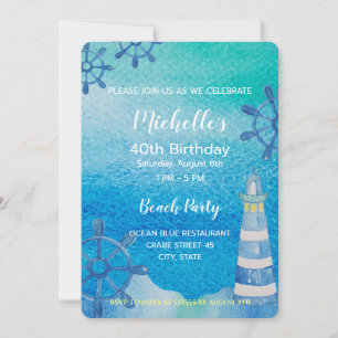Invitación pintada a mano con acuarela de la playa