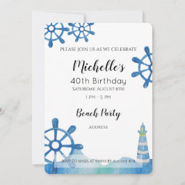 Invitación pintada a mano de Lighthouse Beach Wate