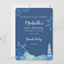 Invitación pintada a mano de Lighthouse Beach Wate