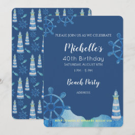 Invitación pintada a mano de Lighthouse Beach Wate