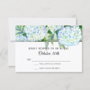 Invitación Pintada Hydrangea Floral Mint n Blue RSVP Boda