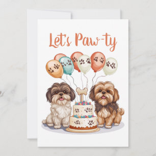 Invitación Pintado cumpleaños Shih Tzu perros cumpleaños Past
