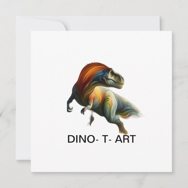 Invitación 🦖 pintado de arte tradicional de un DINO-T (Anverso)