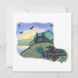 Invitación Pintado de color de agua Fantasía Fortress Castle 