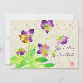Invitación Pintado de color de agua Púrpura de lavabo amarill