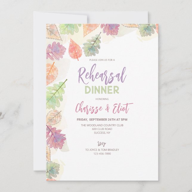 Invitación Pintado de hojas de otoño (Anverso)