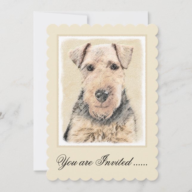 Invitación Pintado de Welsh Terrier - Arte de Perro Original. (Anverso)