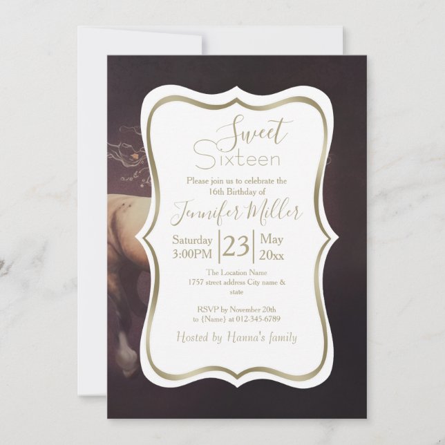 Invitación Pintado Pastel De Un Caballo Corriendo (Anverso)