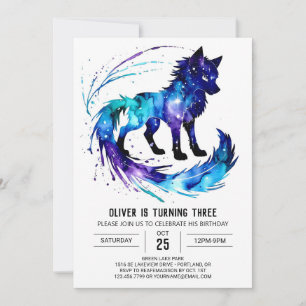 Invitación Pintado simple cumpleaños de Wolf Digital Boy