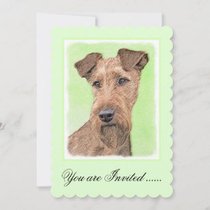 Invitación Pintado Terrier Irlandés - Arte de Perro Original.