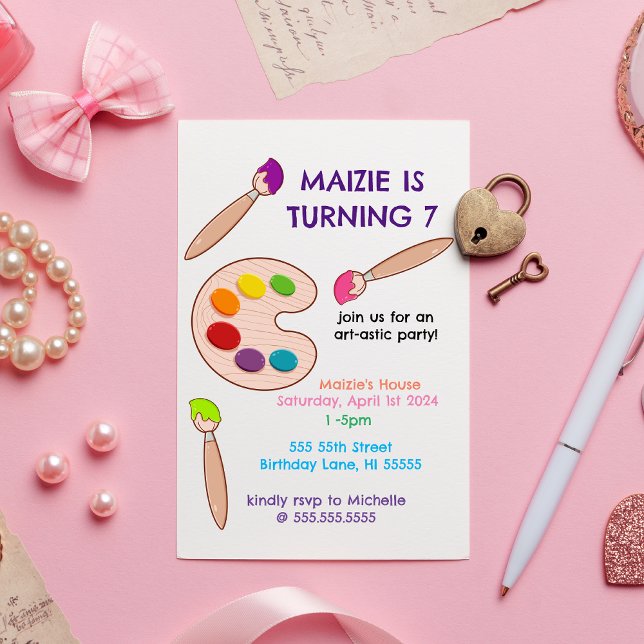 Invitación Pintando cumpleaños artístico-ástico (Subido por el creador)