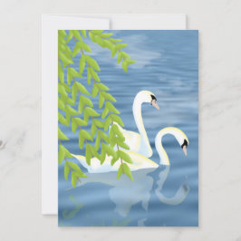 Invitación Pintando la pareja azul y verde de cisnes en el la