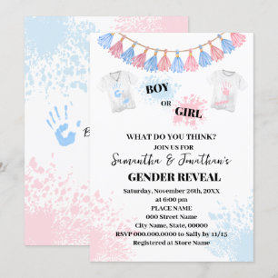 Invitación Pintar el género rosa o azul revela Baby Shower