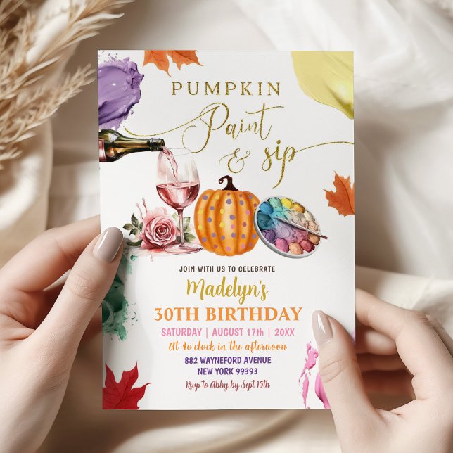 Invitación Pintar la calabaza otoñal y fiesta de cumpleaños d (Subido por el creador)