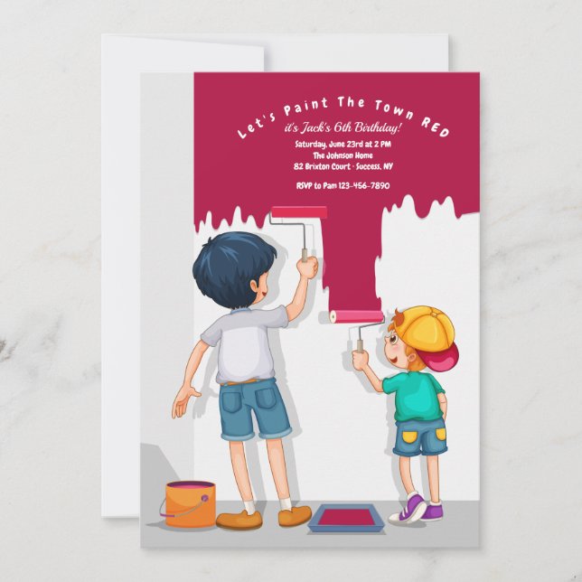 Invitación Pintemos el cumpleaños rojo del pueblo (Anverso)