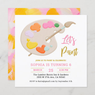 Invitación Pintemos la fiesta de cumpleaños de Art Painting 
